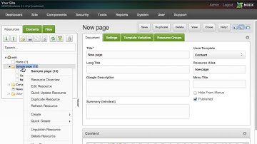 MODX CMS Training: Creating New Pages