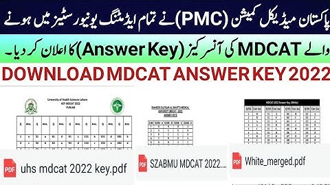 MDCAT Official Answer Keys uploaded::How to download MDCAT Answer key 2022?