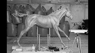 Amy Goodman Sculpting the ‘Youngster’ in clay as part of the Arborfield Horses Project