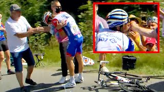 Thibaut Pinot gets Punched in the Face in Feed Zone | Tour de France 2022 Stage 8