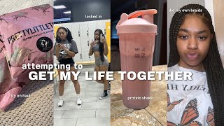 *ATTEMPTING* to get my life together| doing my knotless braids, try on haul, gym vlog, protein shake