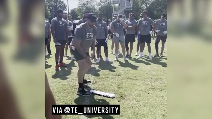 49ers George Kittle breaks down proper run blocking footwork to other NFL Tight-Ends at TEU