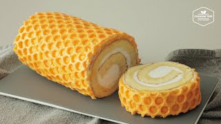 허니 롤케이크 만들기 : 꿀 케이크 : Honey Roll Cake Recipe : Swiss Roll Cake | Cooking tree