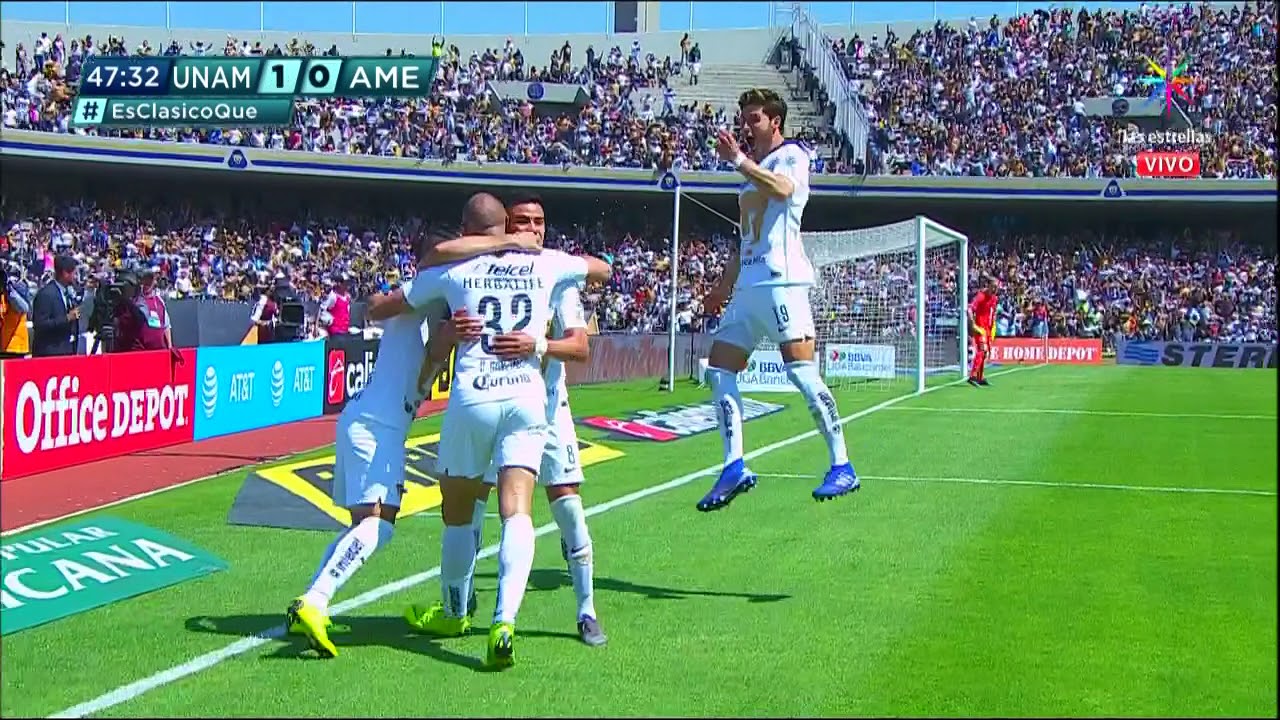 Gol de C. Gonzalez | Pumas UNAM 1 - 0 América | LIGA Bancomer MX - Clausura  2019 - Jornada 7 | - YouTube