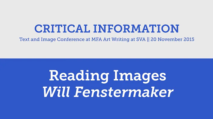 Will Fenstermaker: Reading Images