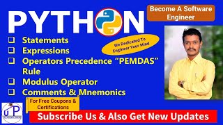 PythonForEngineers 6.3: Statements| Expressions |Operators Precedence “PEMDAS” Rule| Comments |