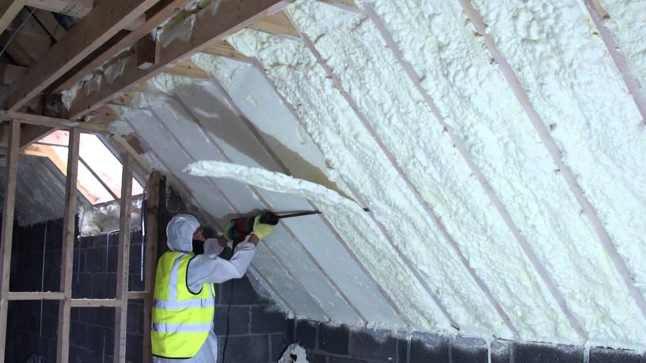 Spray Foam Of Attic And Then Foam Being Cut Evenly YouTube