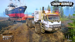SnowRunner - Azov 4220 Antarctic 6x6 Powerful Truck Delvery Powerful Ship Challange Gameplay | #347