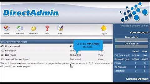 6) How to create custom error pages in Direct Admin