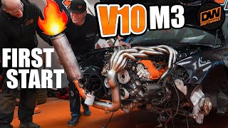 10 into 1 V10 BMW M3 Headers First Start - It Sounds......