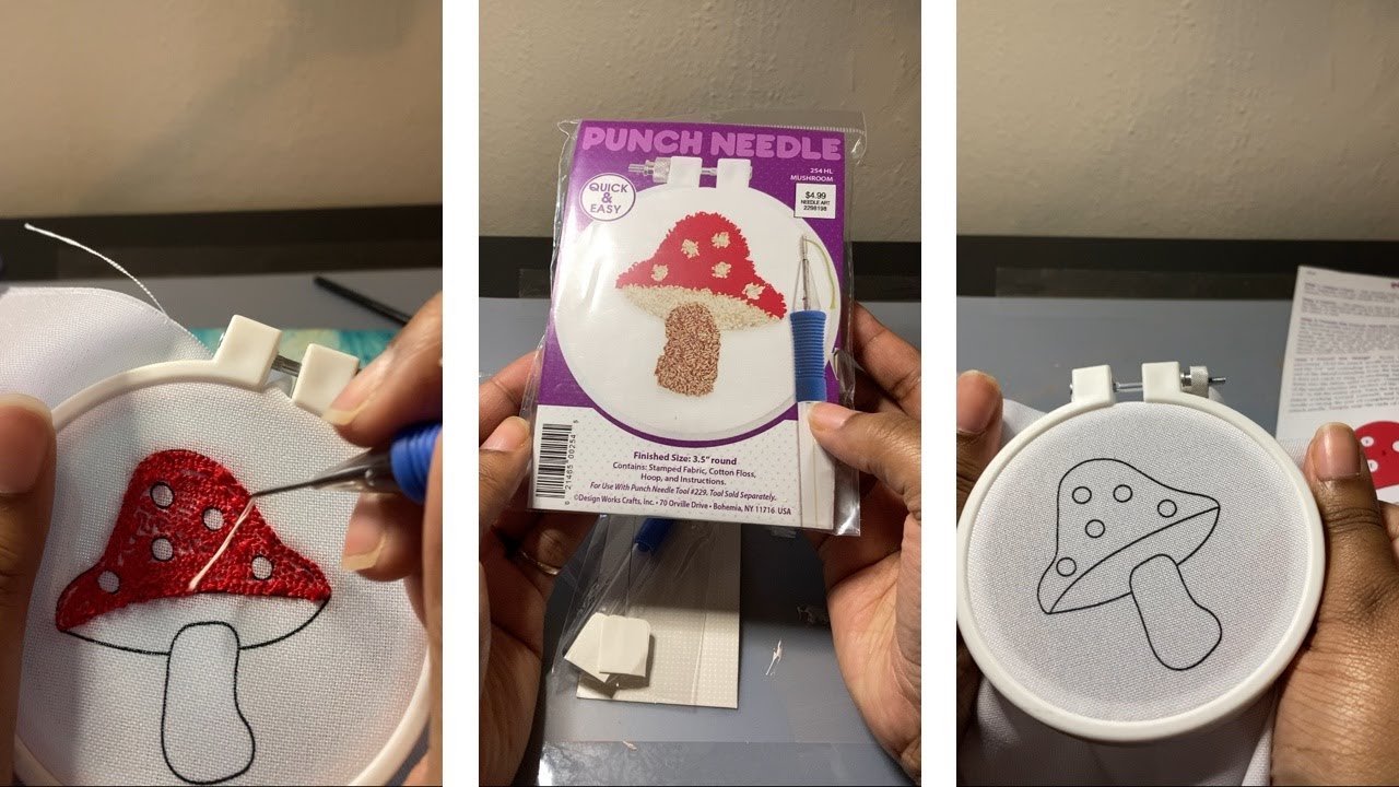 Trying out a Mushroom Punch Needle Kit | Learn with Me