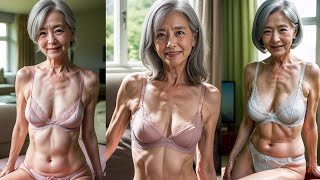 素敵な７０歳高齢熟女の下着姿 - A lovely 70 year old mature woman in her underwear - 70세 숙녀의 속옷 차림