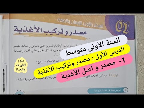 مصدر وأصل الأغذية مادة علوم الطبيعة والحياة السنة الأولى متوسط الدرس الاول