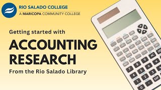 Accounting Research from the Rio Salado College Library