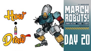 How I Draw MARCH OF ROBOTS DAY 20 * how to draw robots day twenty art lessons drawing tutorials *