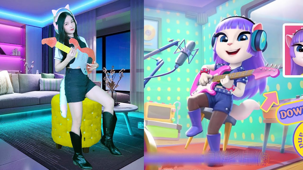 Imitate Angela To Become a Rocker | My Talking Angela In The Real Life