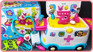 Pinkfong Baby Shark Ambulance Car Doctor Set Satisfying with Unboxing Compilation Toys ASMR