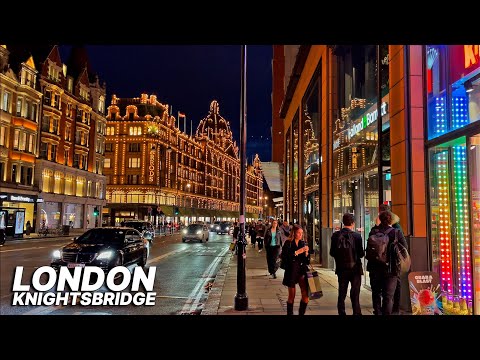 Walking LONDON's Knightsbridge at night & window shopping in Sloane Street, a luxury shopping street