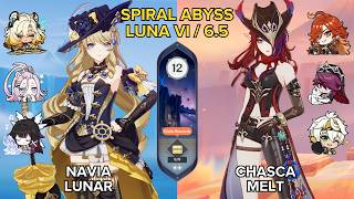 SPIRAL ABYSS Luna VI (6.5) Navia Lunar &amp; Chasca Melt - F12 - 9⭐ | Genshin Impact