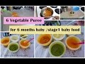 6 Vegetable Puree for 6 months baby | stage 1 - homemade baby food recipe | 6 months babyfoodrecipe