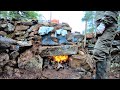 Building a Stone House High in the Mountains | Building a fireplace Bushcraft Russia