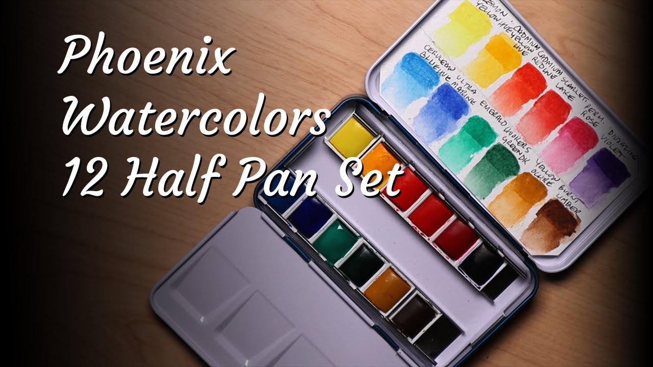 PHOENIX Artist Grade Watercolor Paint Set - Half Pan 24 Colors Quality  Pigment Watercolor Palette with Portable Tin Box for Adults, Professional