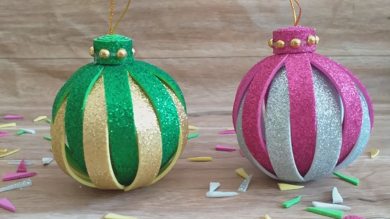 esferas navideñas de foamy fáciles de hacer - YouTube