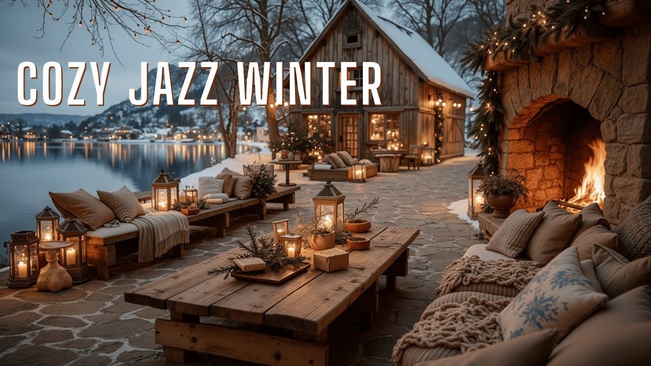 Уютный зимний джаз и атмосфера снегопада | Расслабляющие звуки камина для глубокого сна