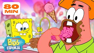 Bob Esponja | 80 MINUTOS das Guloseimas mais Deliciosas do Fenda do Biquíni! 🍦 | Português