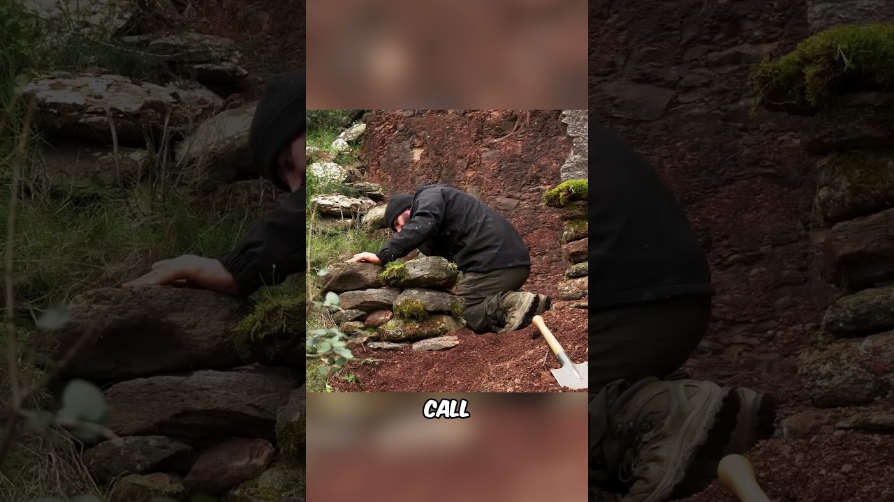 Building Stone Survival Shelter...(@CyprienAdventures)