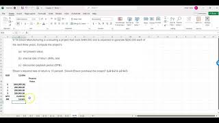 Chapter 9 Problem 19 CFIN7 Excel