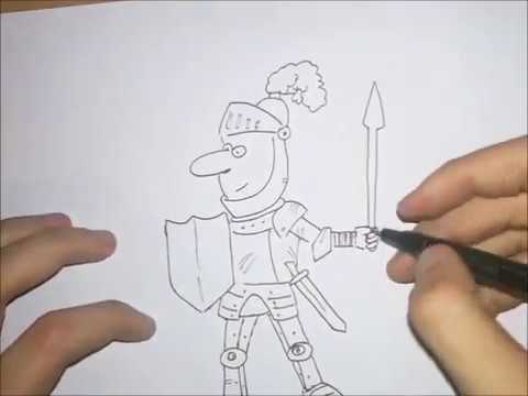 Kako nacrtati Viteza / How to draw a Cartoon Knight with Spear - YouTube