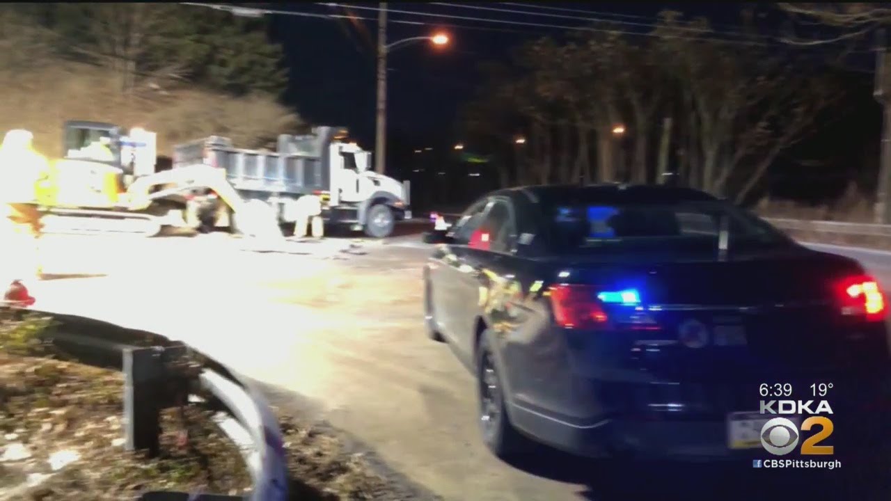Large Water Main Break Closes Road In Robinson - YouTube