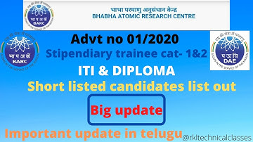 BARC-NRB UPDATE 2021||Stipendiary cat-1&2||Short listed candidates list for written test||In telugu