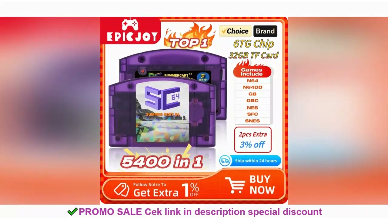EPICJOY SummerCart 64 SC64 Open Source Game Card N64 with Built-in Emulator For N64 Console Gift 32G