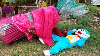 Ondel-Ondel Betawi Jatuh Vs Badut Doraemon Lucu Kejar Kejaran Naik Motor