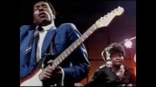 Buddy Guy in 1969 with Jack Bruce and Buddy Miles