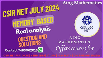 Real Analysis Problem JULY 2024 | Memory Based