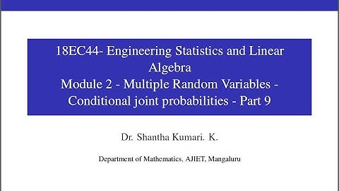 18EC44 - Module 2 - Multiple Random Variables - Part 10-  Class 14 | Dr Shantha Kumari K