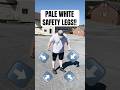HIS PALE WHITE SAFETY LEGS ARE HELPING US DIRECT TRAFFIC!