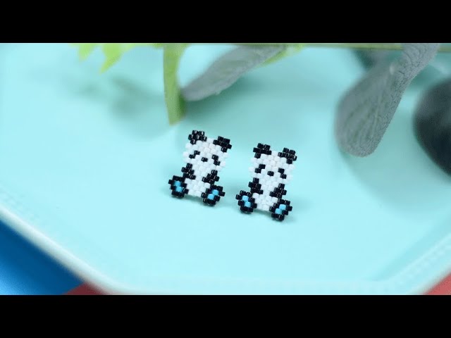 ♡ハンドメイド♡ビジューピアス　プロフ必読⭐️値下げ交渉不可⭐️パンダ姫 可愛いパンダ型ビーズ編みピアス【PandaHall・手作りレシピ】 - YouTube