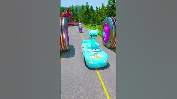 Crazy Cars & Funny Cars Crossing HUGE Thanos Fist Bollard Trap Crash in BeamNG.drive
