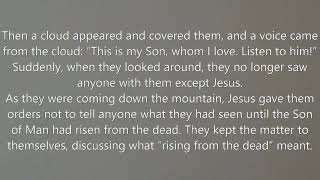 Mark 9 v 1 13 (The Transfiguration)