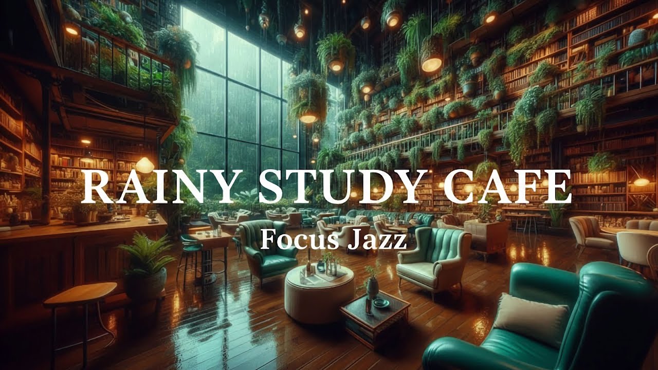 Work with Me to a Green Cafe 🌿 Rain on Glass & Soft Jazz Piano