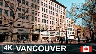 [4K] Downtown Vancouver Sunny Walk | Gastown | Granville & Davie Street | BC Canada | Immersive