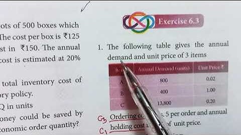 #11business maths exercise 6.3-1 # the following table gives the annual demand and unit price of 3