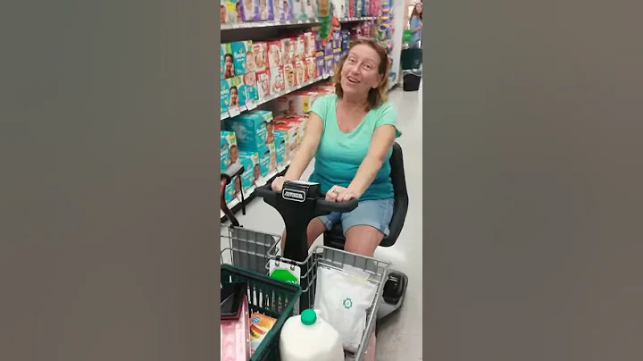 Cheryl with a broken foot at the grocery store