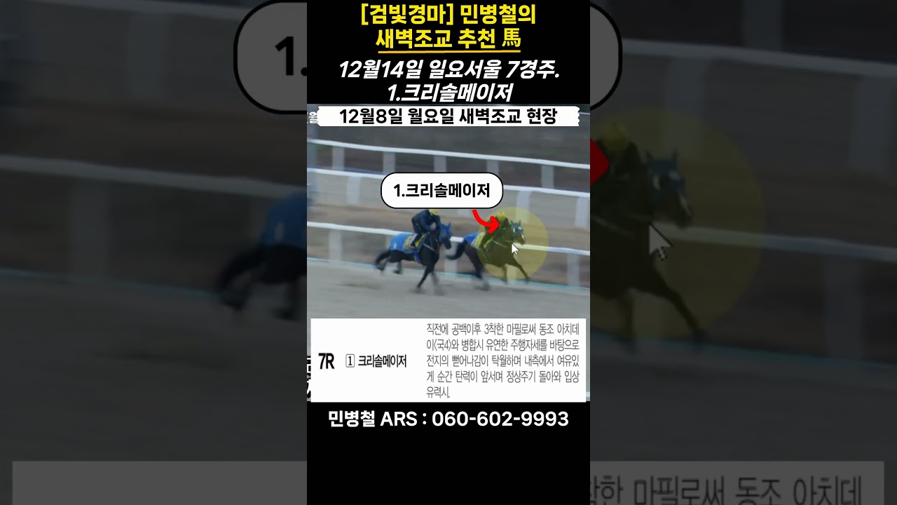 #12월14일 일요일! 민병철의 새벽조교 우수馬!