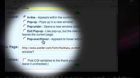 Creating Forms Video 1 - Aweber tutorial