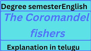 The Coromandel Fishers, 2026Degree Sem1 &2 English, Explanation, See Full Summary In The Description